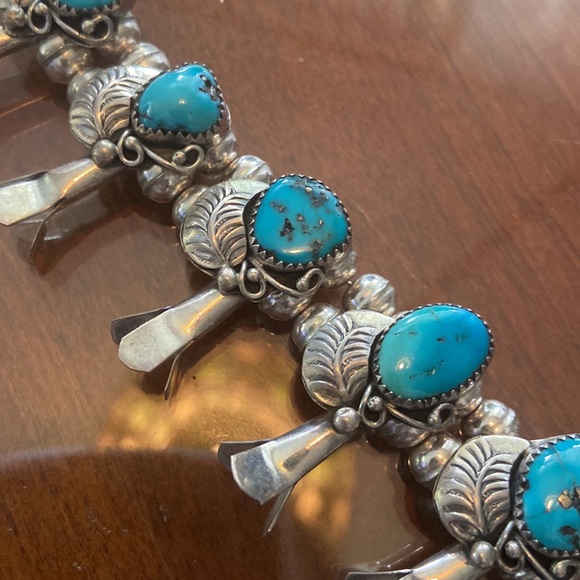 Turquoise, squash blossom necklace - Picture 5 of 11